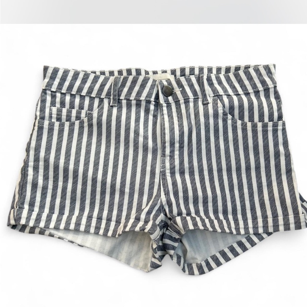 H&M Black and White Striped Jean Shorts
